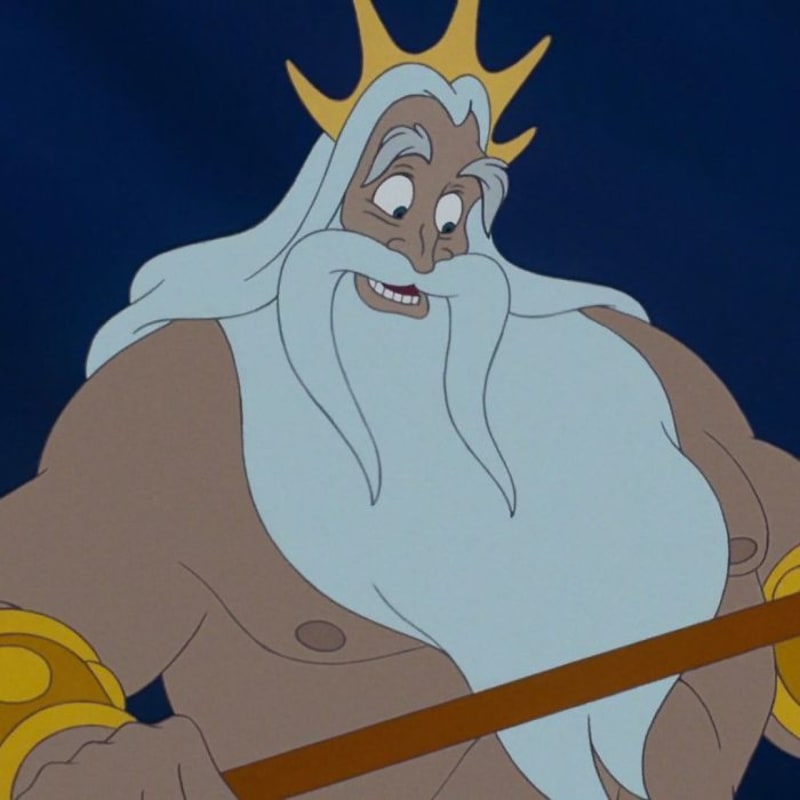 Animovaný otec mořské víly Ariel King Triton