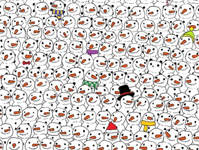 Optická hádanka - Panda a sněhuláci 1