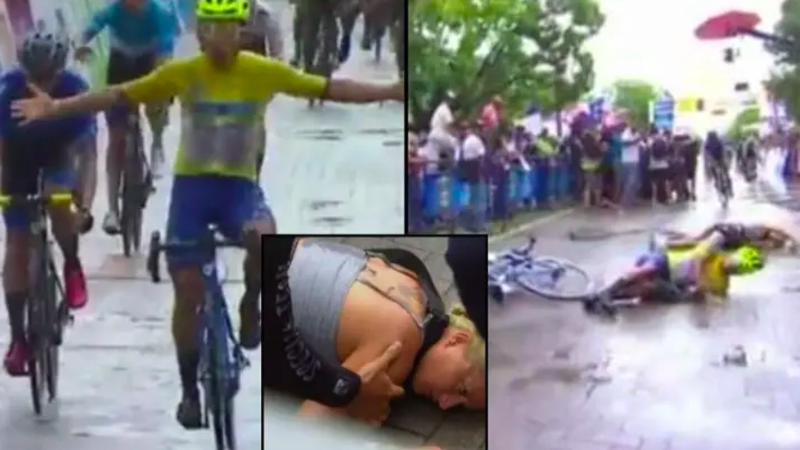 VIDEO: Profesionální cyklista v cíli ošklivě srazil svou ženu. Co se jí stalo?