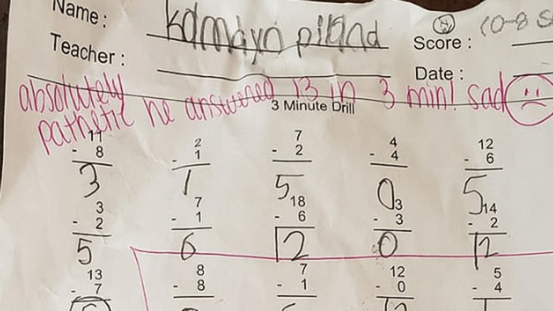 FOTO: Učitelka napsala žákovi k domácímu úkolu tento šílený vzkaz. Naštvaný otec ho sdílel na Facebooku. Čím ho tolik vytočil?