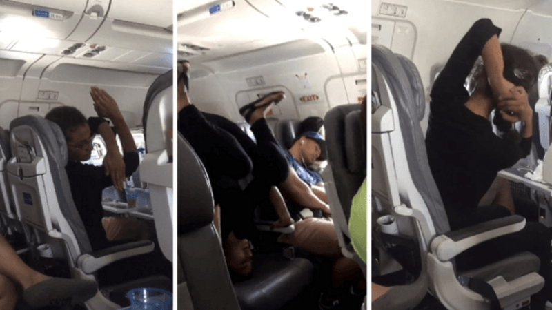 VIDEO: Jogínka ohromila spolucestující v letadle! Dělala tyhle krkolomné pozice, aniž by se zvedla ze sedadla