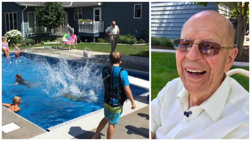 PŘÍBĚH: 94letý děda se cítil po smrti manželky osamělý, proto postavil na dvorku bazén pro všechny děti v okolí