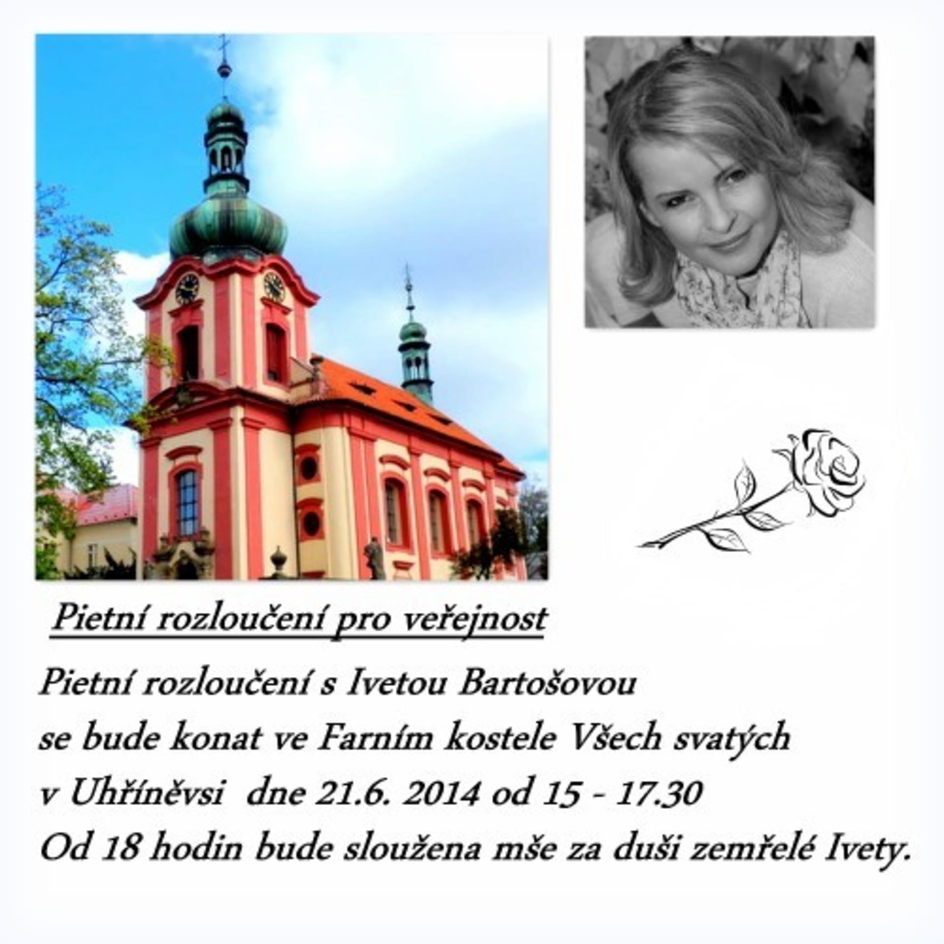 Fanoušci uspořádali Ivetě Bartošové rozloučení v kostele v Uhříněvsi.