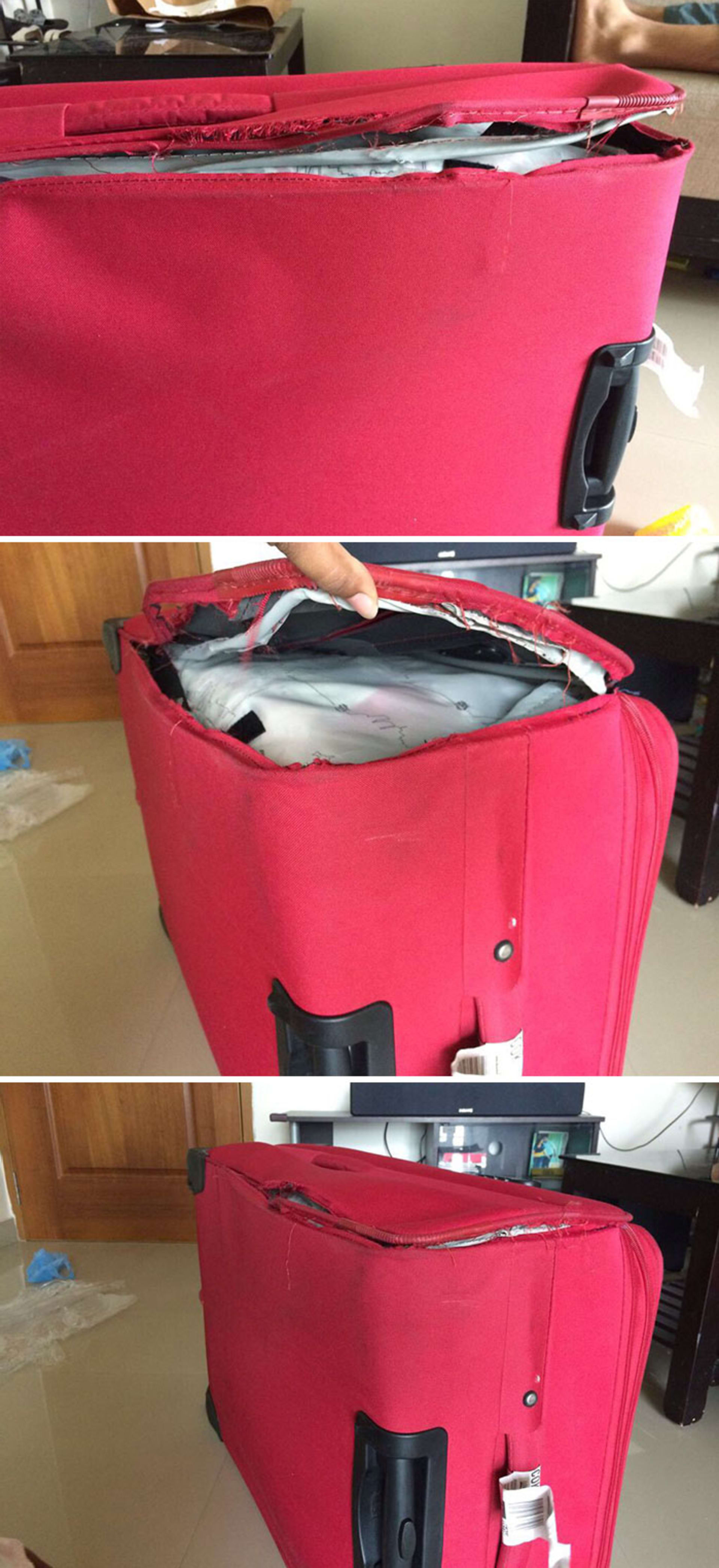 Zničená zavazadla, která na letišti dostat fakt nechcete.