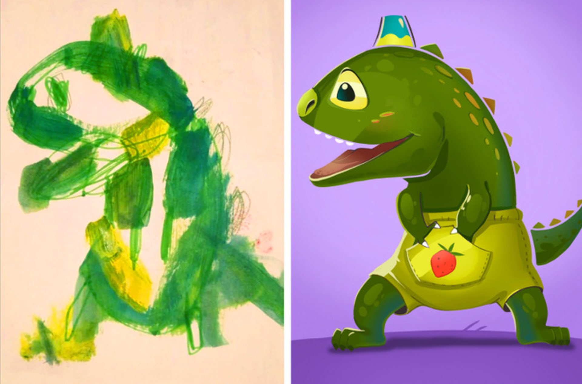 Umělci přetvořili dětské čmáranice na skutečné umění.