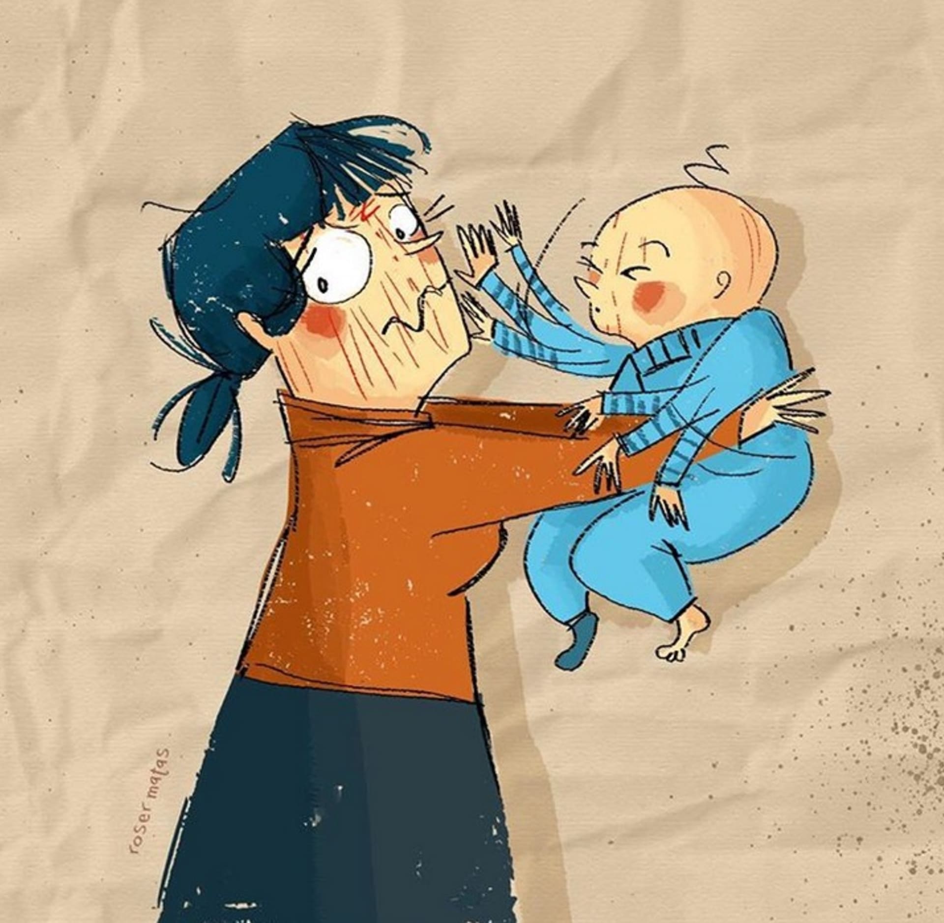 Vtipné ilustrace o těžkém životě matek.