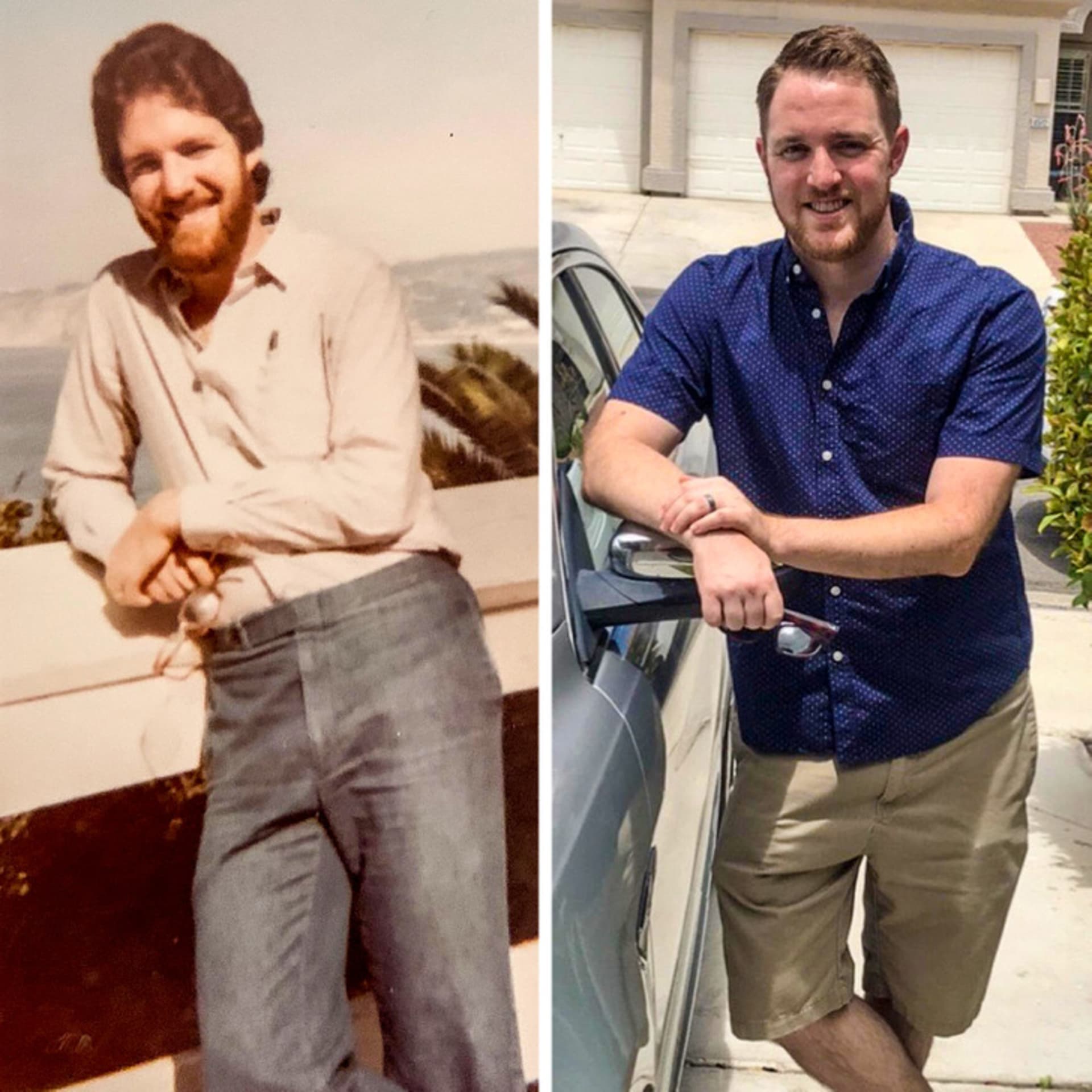 Můj táta a já – oba ve věku 20 let, 40 let od sebe