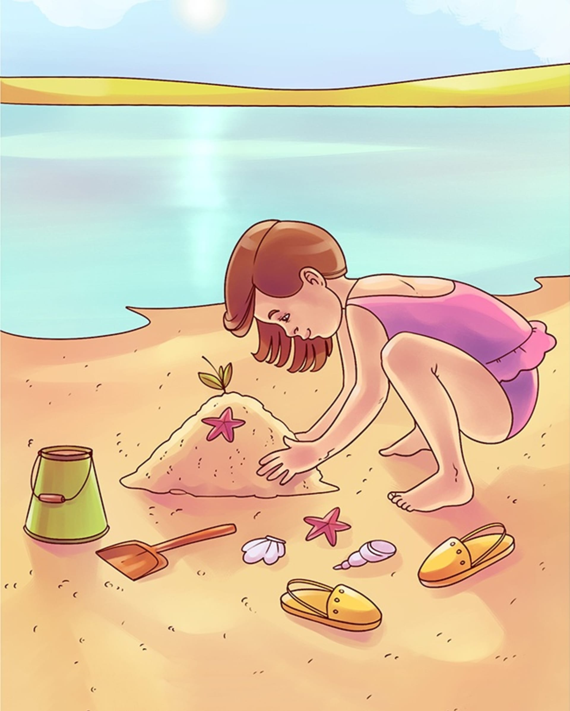 Optická hádanka - dívka na pláži. 1