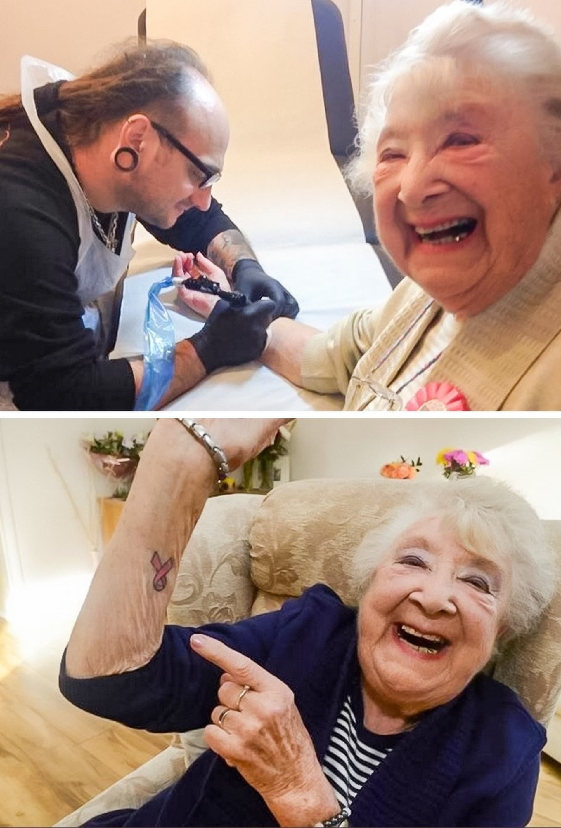 Babička si nechala udělat první tetování v 90 letech. Je to vzpomínka na její vyhraný boj s rakovinou.