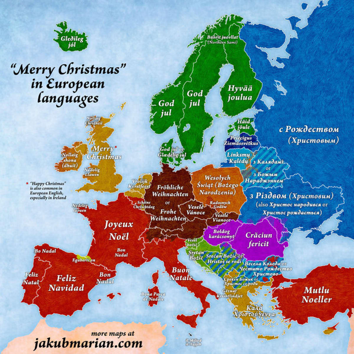 Veselé Vánoce v různých jazycích
