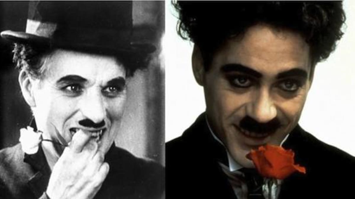Robert Downey Jr. jako Charlie Chaplin ve filmu Chaplin