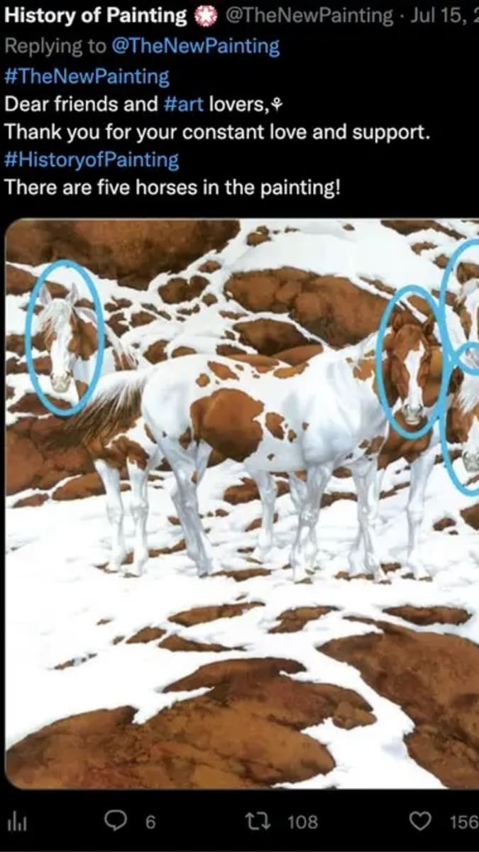 Na obrázku je celkem pět koní.