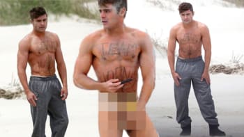 Zac Efron přistižen v průhledných šortkách na pláži! Ten má ale hezkýho plyšáka!