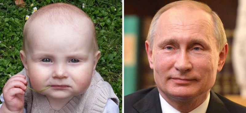 Děsivý pohled, který umí jen Putin. A tento chlapeček.
