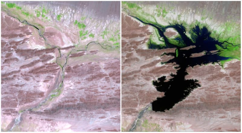 Řeka Dasht , Pákistán, 1999 a 2011