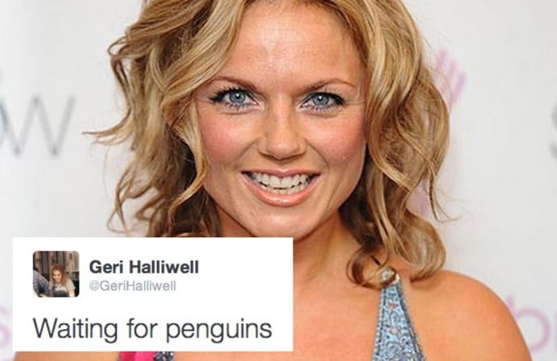 "Čekání na tučňáky," tweetla Geri Halliwell. Opravdu užitečná informace.