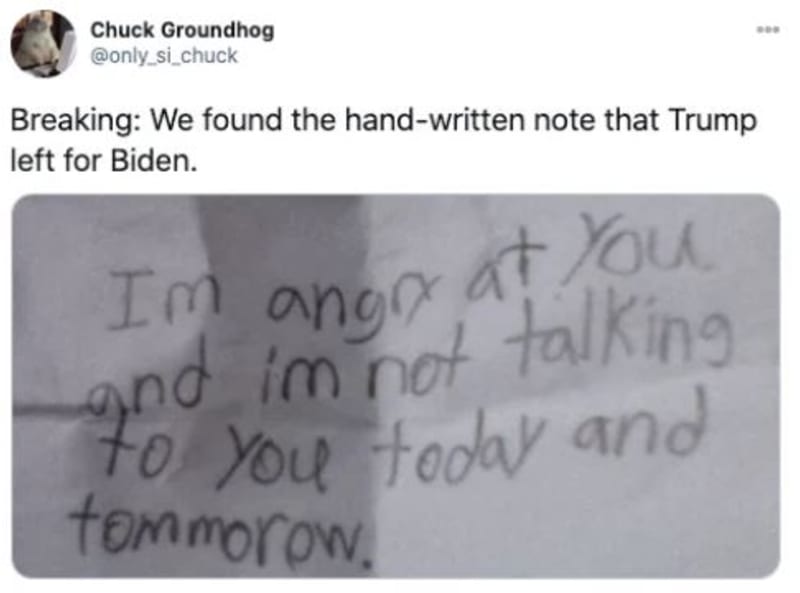 Co napsal Trump na vzkaz prezidentu Bidenovi?