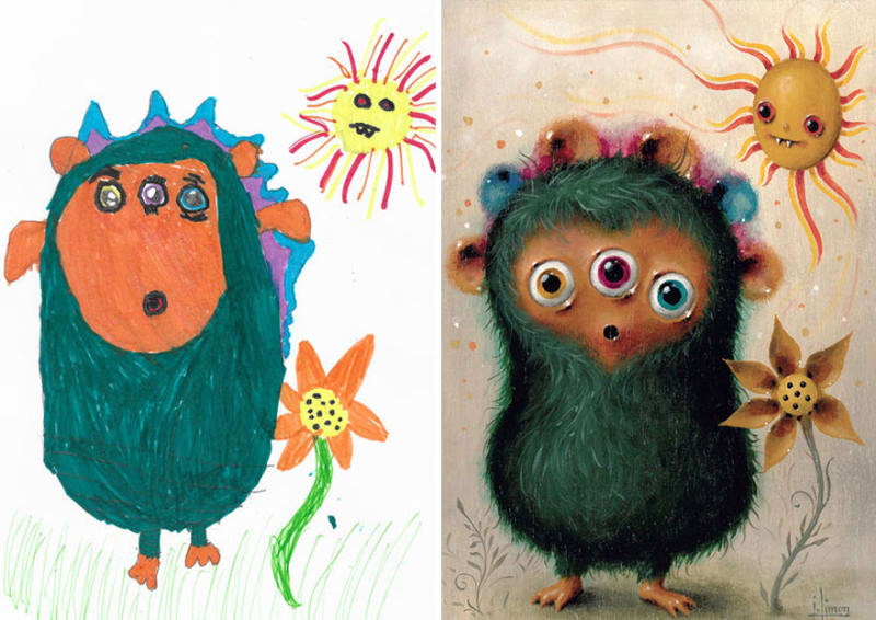 Umělci malují příšery podle dětských kreseb 1