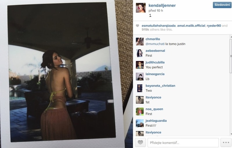 Kendall Jenner - fotka z jejího instagramu