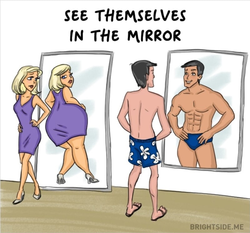 Jak se vidí v zrcadle?
