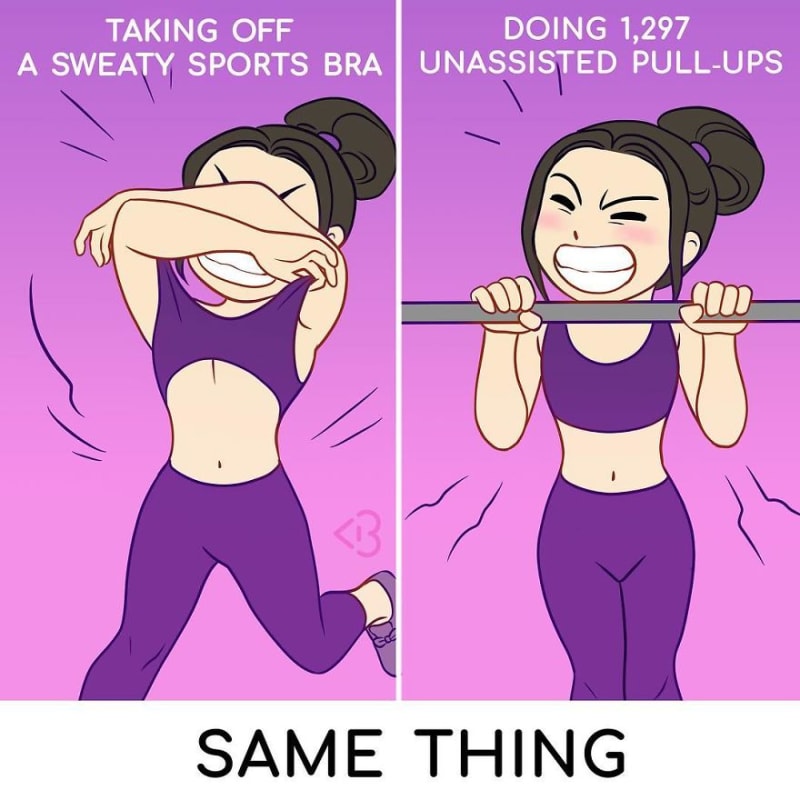 Fitnessblogerka kreslí ilustrace o tom, jak cvičí a hubne 17