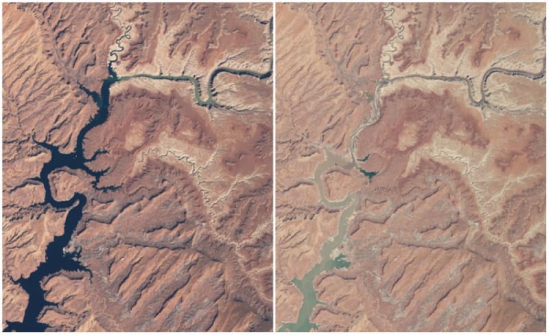 Přehrada Powell, Arizona a Utah (USA), 1999 a 2014