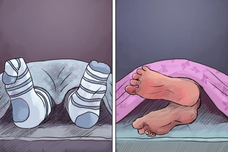 Lidé, kteří spí v ponožkách vs. Lidé, kteří spí bez ponožek
