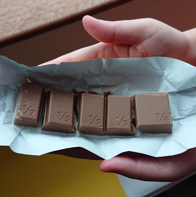 Čokoláda s různě velkými dílky