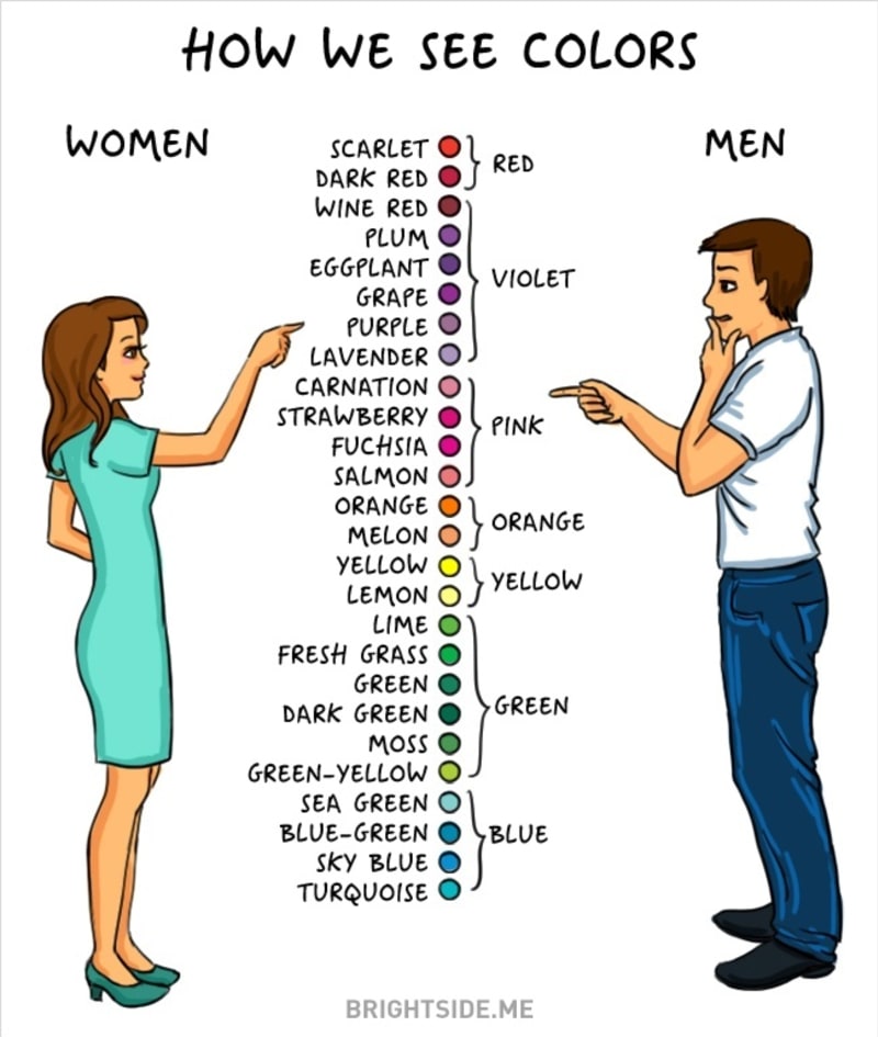 Jak vidí barvy žena a jak muž?
