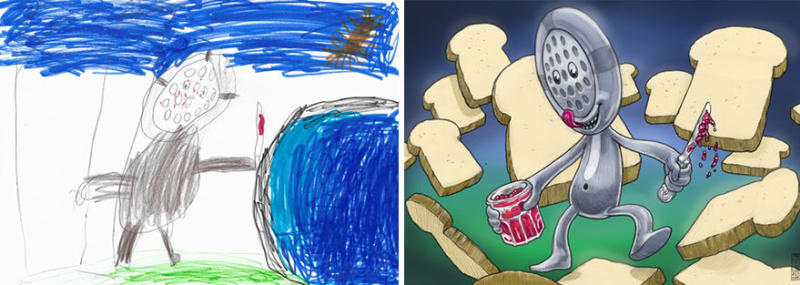 Umělci malují příšery podle dětských kreseb 13
