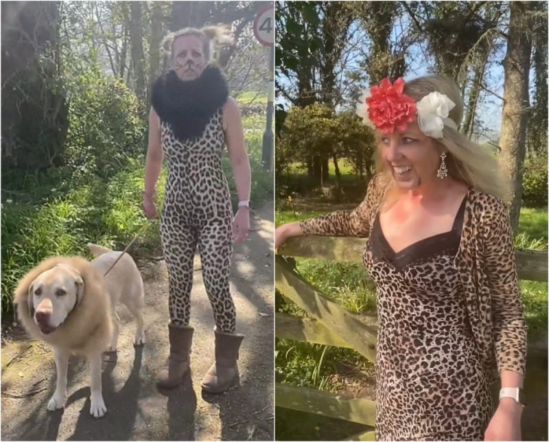 Žena chodí venčit psa v šílených oblečcích  9