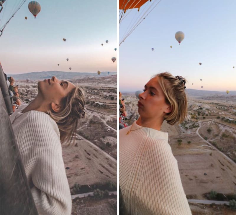Žena ukazuje rozdíl mezi fotkami na Instagramu a realitou 5