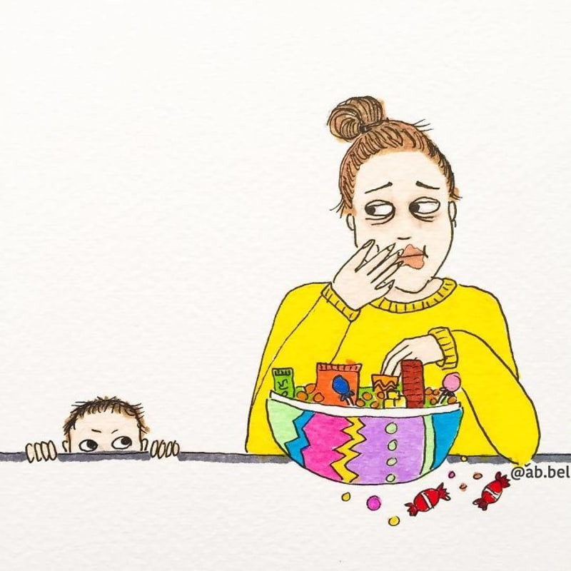 Ilustrace o strastech rodičovství.
