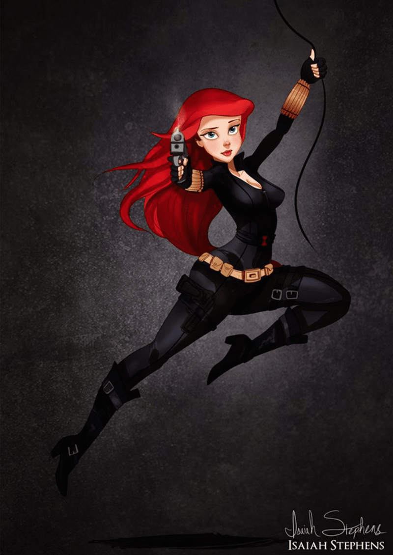 Ariel jako Černá vdova z Avangers