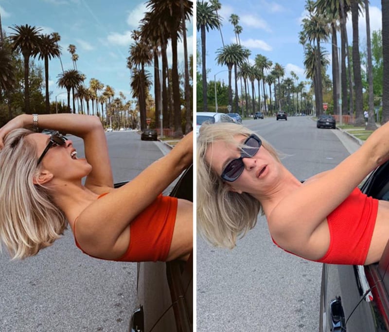Žena ukazuje rozdíl mezi fotkami na Instagramu a realitou 3