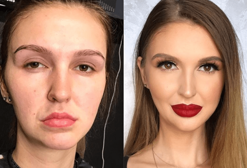 Ženy bez make-upu a s ním 15