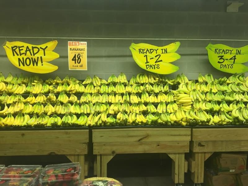 Ukazuje, za jak dlouho budou jednotlivé banány zralé.
