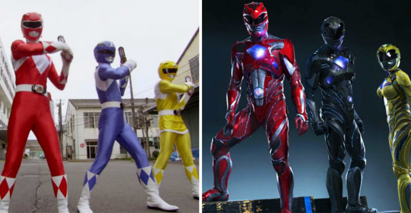 Power Rangers v roce 1993 a 2017.