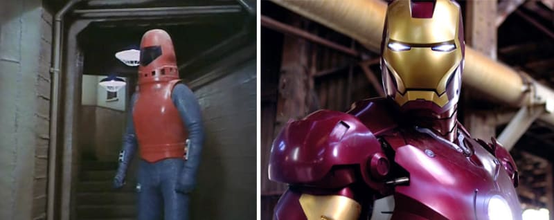 Exo Man v roce 1977 a Iron Man v roce 2008.
