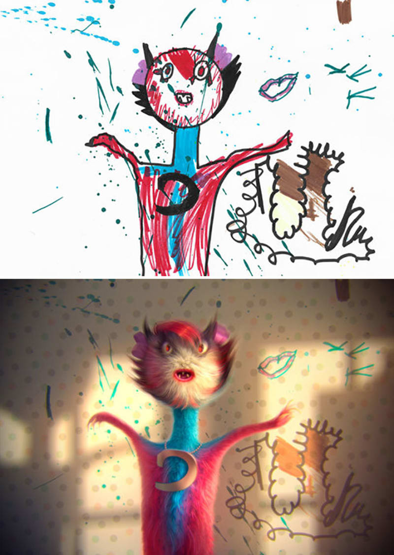 Umělci malují příšery podle dětských kreseb 8