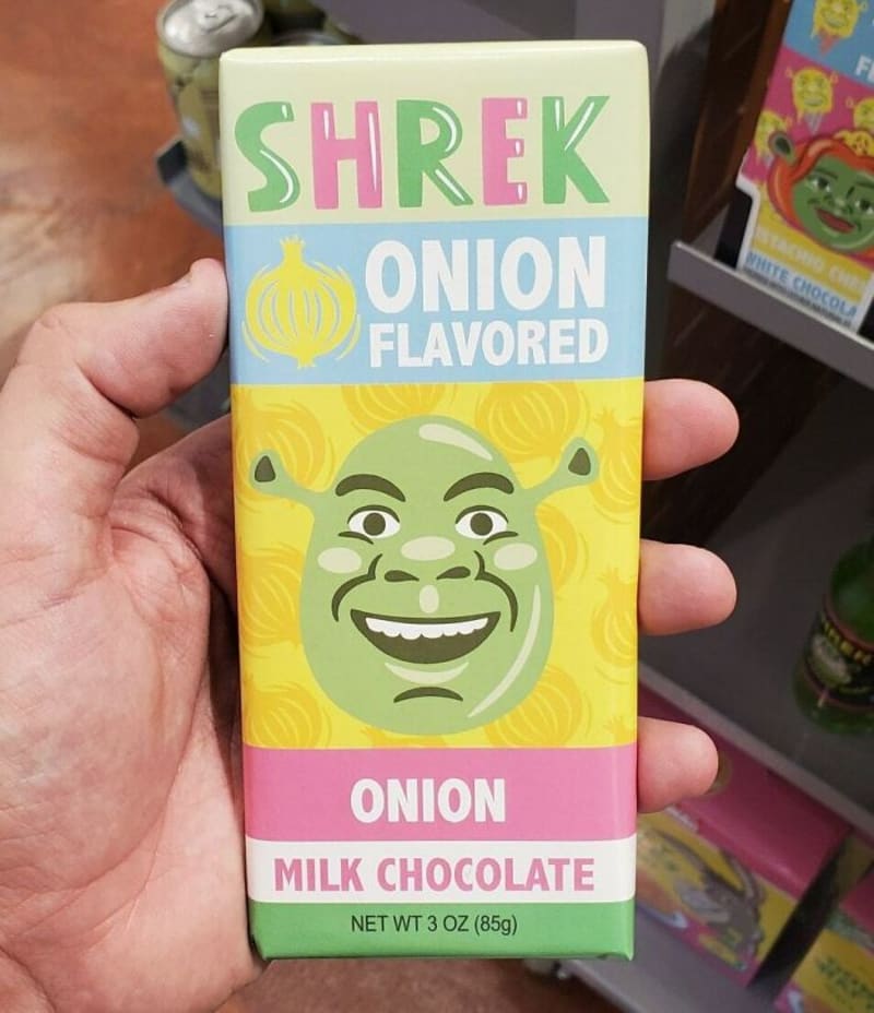 Čokoláda s příchutí cibule po vzoru Shreka.