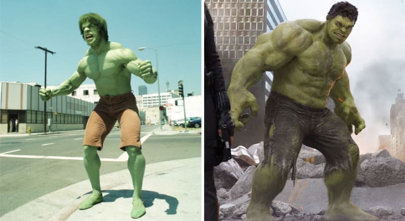 Hulk v roce 1978 a 2012.