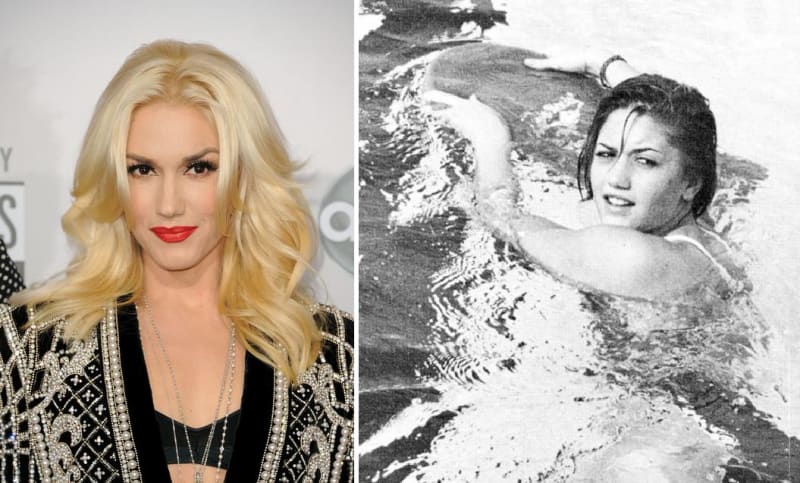Zpěvačka Gwen Stefani... jako ryba ve vodě... vyškolená plavkyně
