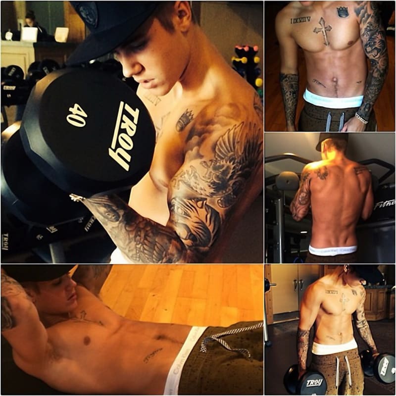 Kompilace Justina Biebera v posilovně. Jeho vlhké Beliebers se mohly z těch svalů pominout, i když podle nás je Justin pořád holka.