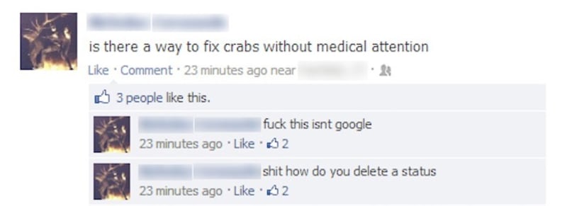 Někdo si chtěl vygooglit, jak se zbavit filcek bez lékařské pomoci. Bohužel "googlil" na špatném místě.