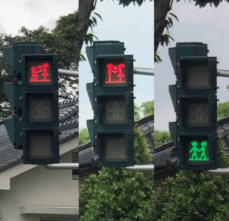 Líbající se semafor