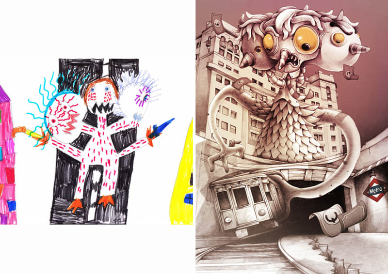 Umělci malují příšery podle dětských kreseb 16