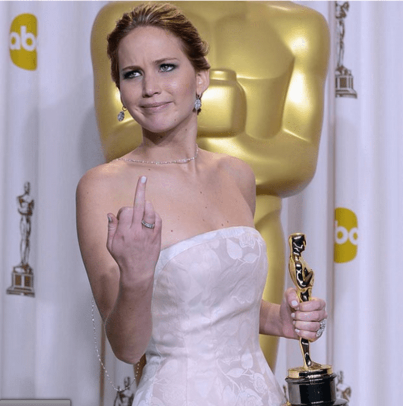 Herečka Jennifer Lawrence a její fuck off