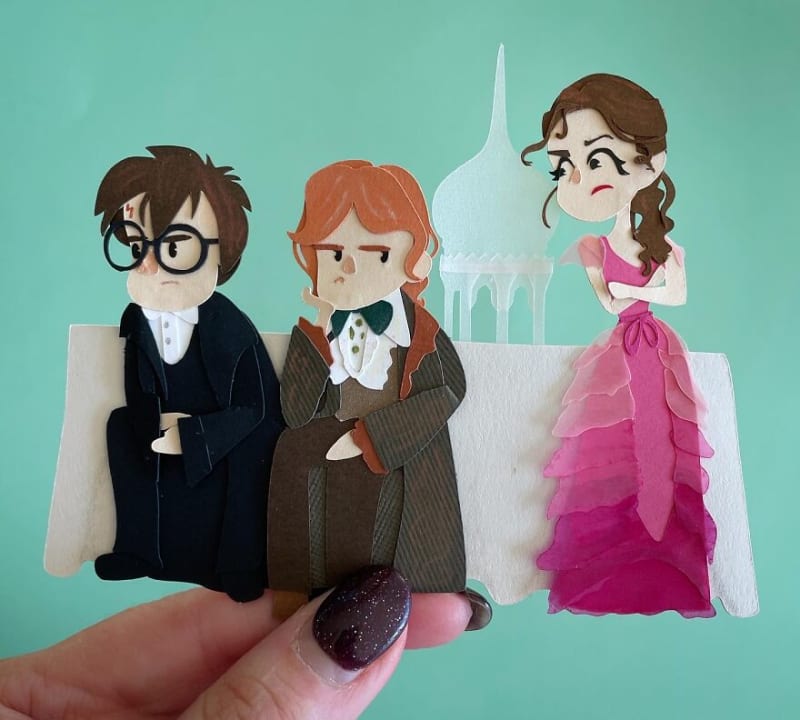Postavy z Harryho Pottera vyrobené z papíru