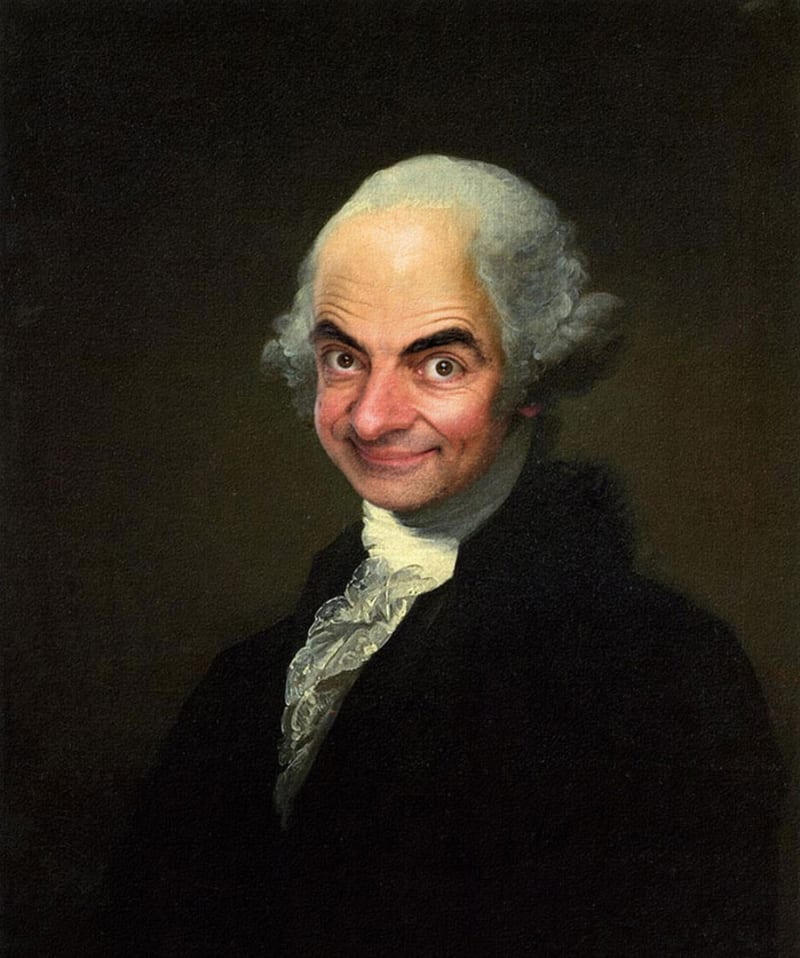 Mr. Bean digitálně zapracovaný do historických portrétů... Původně "George Washington" Gilbert Stuart